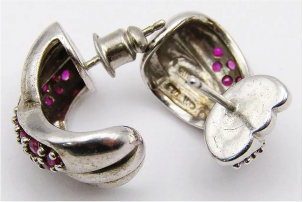 Vintage PRANDA Sterling Garnet Ring and Earrings Set