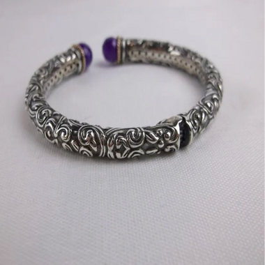 Amethyst Sterling Bangle Bracelet