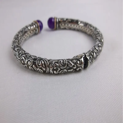 Amethyst Sterling Bangle Bracelet