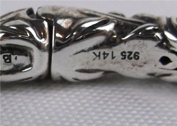 Sterling Silver 14K Gold Amethyst Bangle Bracelet