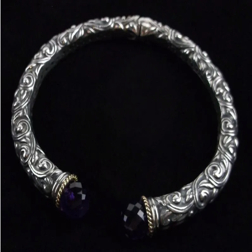 Amethyst Sterling Bangle Bracelet