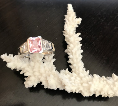 Pink Sterling Ring size 9