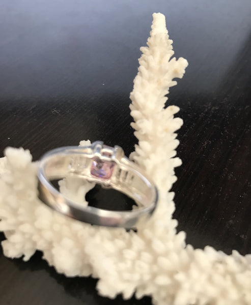 Sterling Silver Silver Pink Cubic Zirconia Ring Size 9