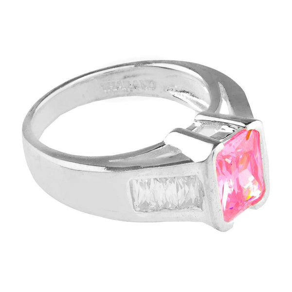 Sterling Silver Silver Pink Cubic Zirconia Ring Size 9