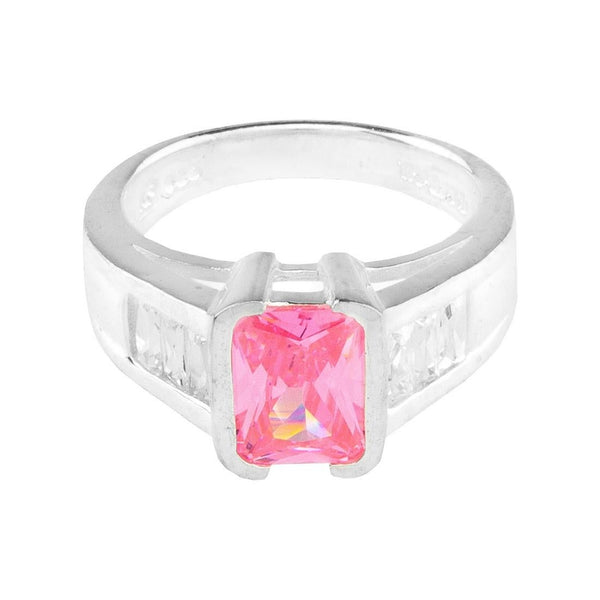 Sterling Silver Silver Pink Cubic Zirconia Ring Size 9