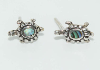 Silver Abalone Turtle Post Earrings