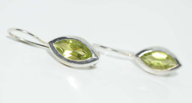 Silver Green Marquise Drop Earrings