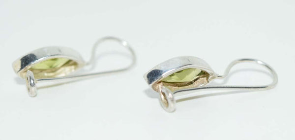 Silver Green Marquise Drop Earrings