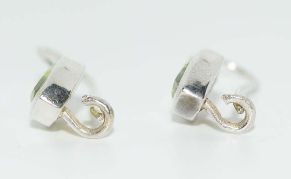 Silver Green Marquise Drop Earrings