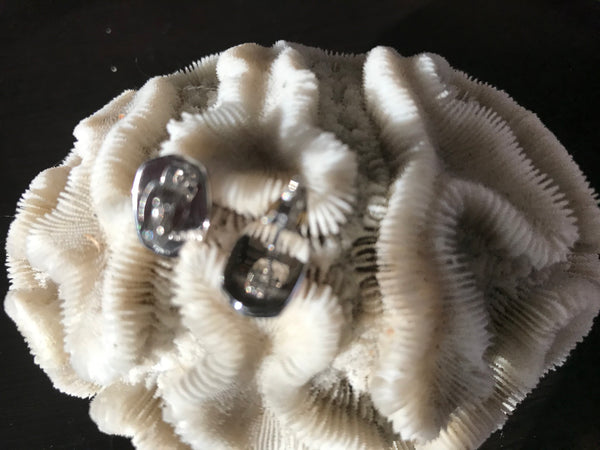 Silver Rhodium Pink Mother of Pearl Stud Earrings