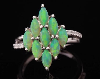 Green Opal cluster ring