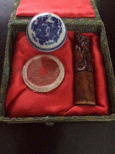 Oriental Brush Chop & Ceramic Paint Pot