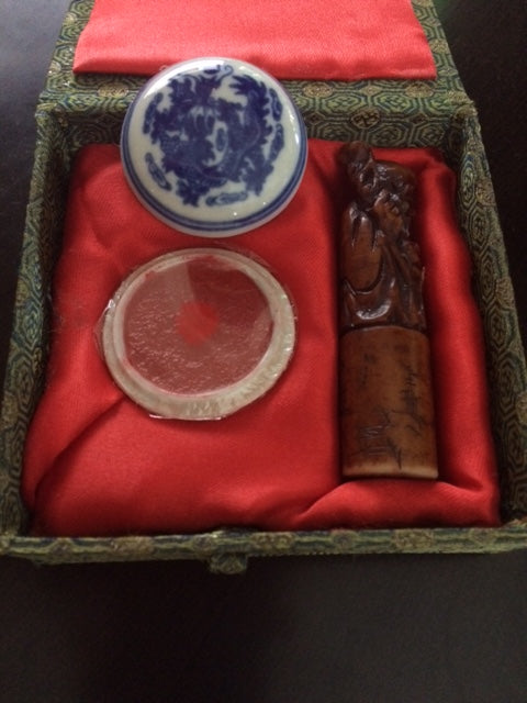 Oriental Brush Chop & Ceramic Paint Pot