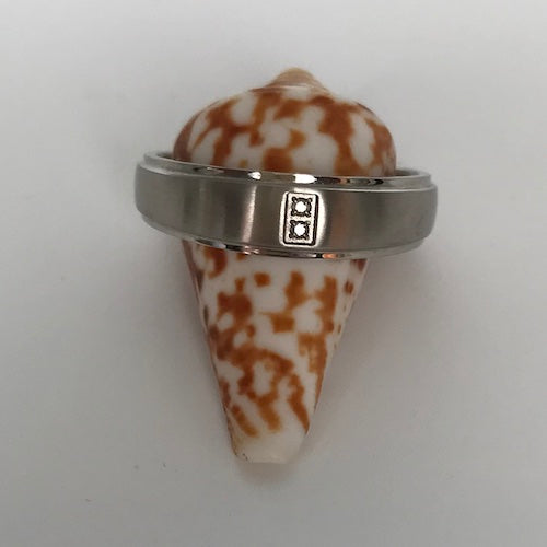 Men's Stainless Steel Diamond Wedding Ring