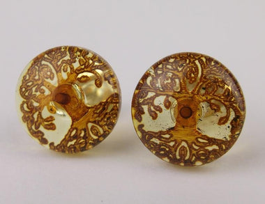 Sterling Genuine Amber Tree of Life Pendant and Matching Earrings