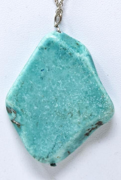 Sterling Silver Turquoise Native American Style Pendant Necklace