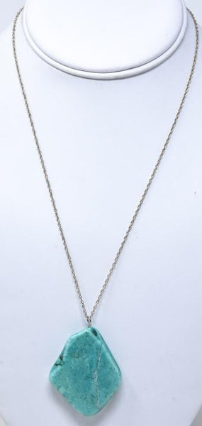 Sterling Silver Turquoise Native American Style Pendant Necklace