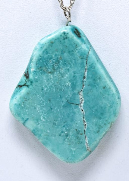 Sterling Silver Turquoise Native American Style Pendant Necklace