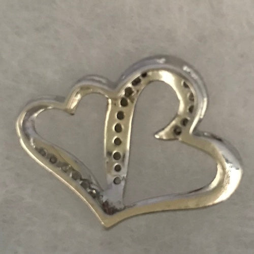 Sterling Silver 1/4 ct Double Heart Diamond Pendant
