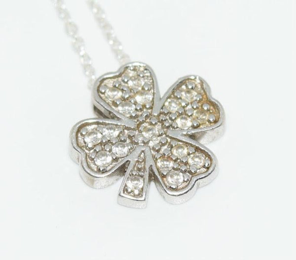 Sterling Silver 4 Leaf Clover Cubic Zirconia Necklace