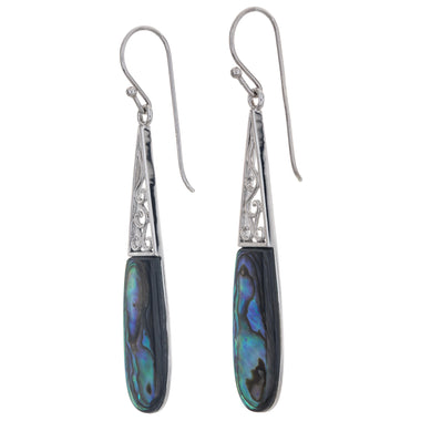 Sterling Silver Abalone Elongated Drop Earrings