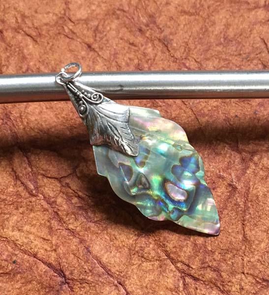 Sterling Silver Abalone Leaf-shaped Pendant