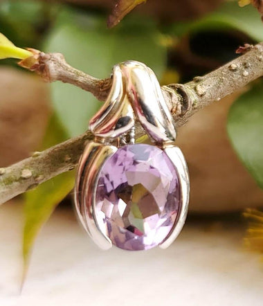Sterling Silver Amethyst Oval Cut Pendant