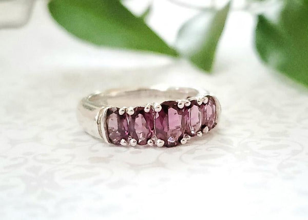 Sterling Silver Multi Stone Purple Amethyst Designer Ring Size 5