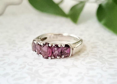 Sterling Silver Multi Stone Purple Amethyst Designer Ring Size 5
