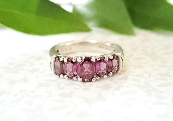 Sterling Silver Multi Stone Purple Amethyst Designer Ring Size 5