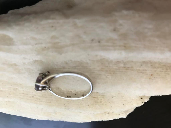 Sterling Silver Pear Cut Amethyst High Design Ring Size 9