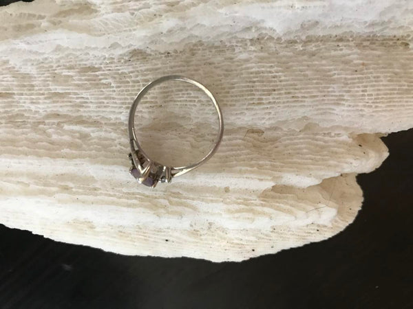 Sterling Silver Pear Cut Amethyst High Design Ring Size 9