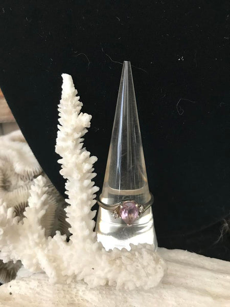 Sterling Silver Pear Cut Amethyst High Design Ring Size 9