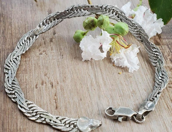 Vintage Sterling Silver Wrap-around Braided Bracelet