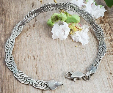 Vintage Sterling Silver Wrap-around Braided Bracelet