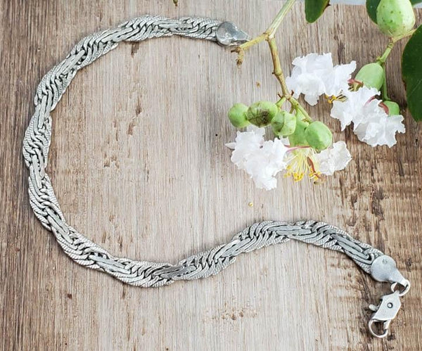 Vintage Sterling Silver Wrap-around Braided Bracelet