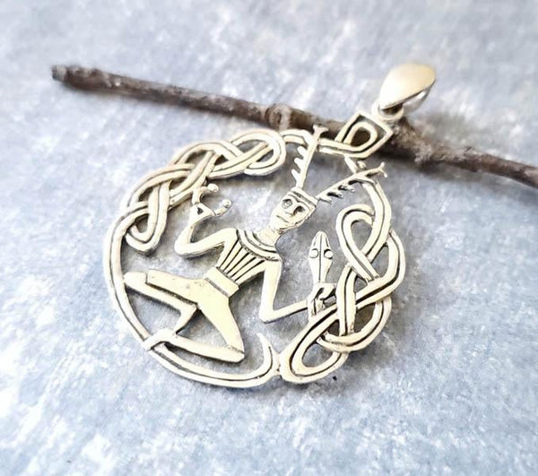 Celtic Sterling Silver Cernunnos Cut-out Designed Pendant