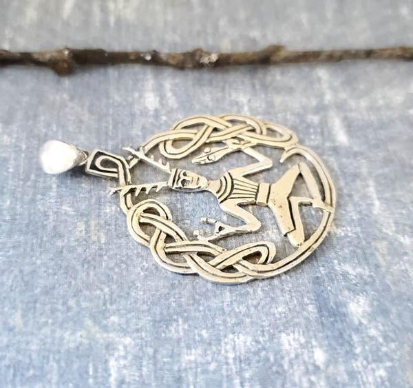 Celtic Sterling Silver Cernunnos Cut-out Designed Pendant