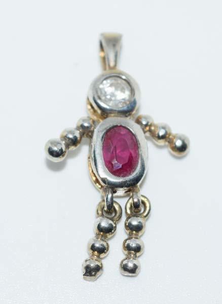 Sterling Silver Child July & December Birthstone Pendants