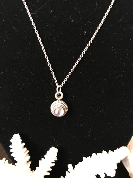 Sterling Silver Blue Circle Moonstone Chain Necklace
