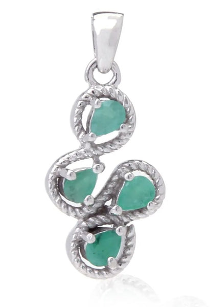Sterling Silver Emerald Swirl Pendant