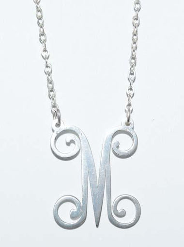 Sterling Silver Letter M 16-18" Necklace