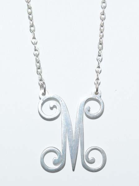 Sterling Silver Letter M 16-18" Necklace