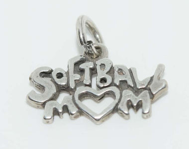 Sterling Silver Softball Mom Charm