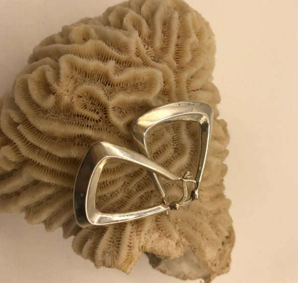 Vintage Sterling Silver Trapezoid Hoop Earrings