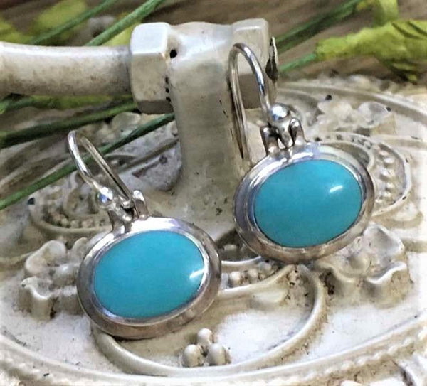 Sterling Silver Blue Turquoise Dangle Earrings