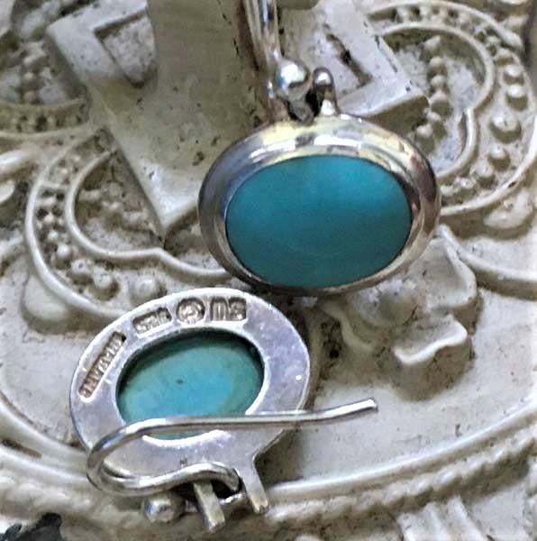 Sterling Silver Blue Turquoise Dangle Earrings