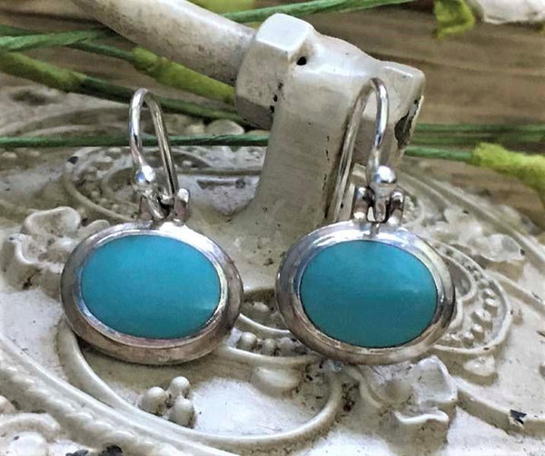 Sterling Silver Blue Turquoise Dangle Earrings