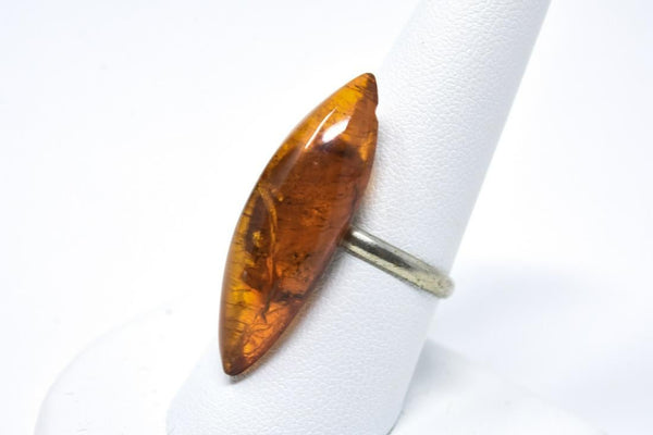 Vintage Sterling Silver & Amber Earrings & Ring