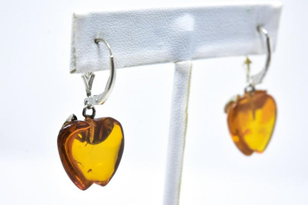 Vintage Sterling Silver & Amber Earrings & Ring